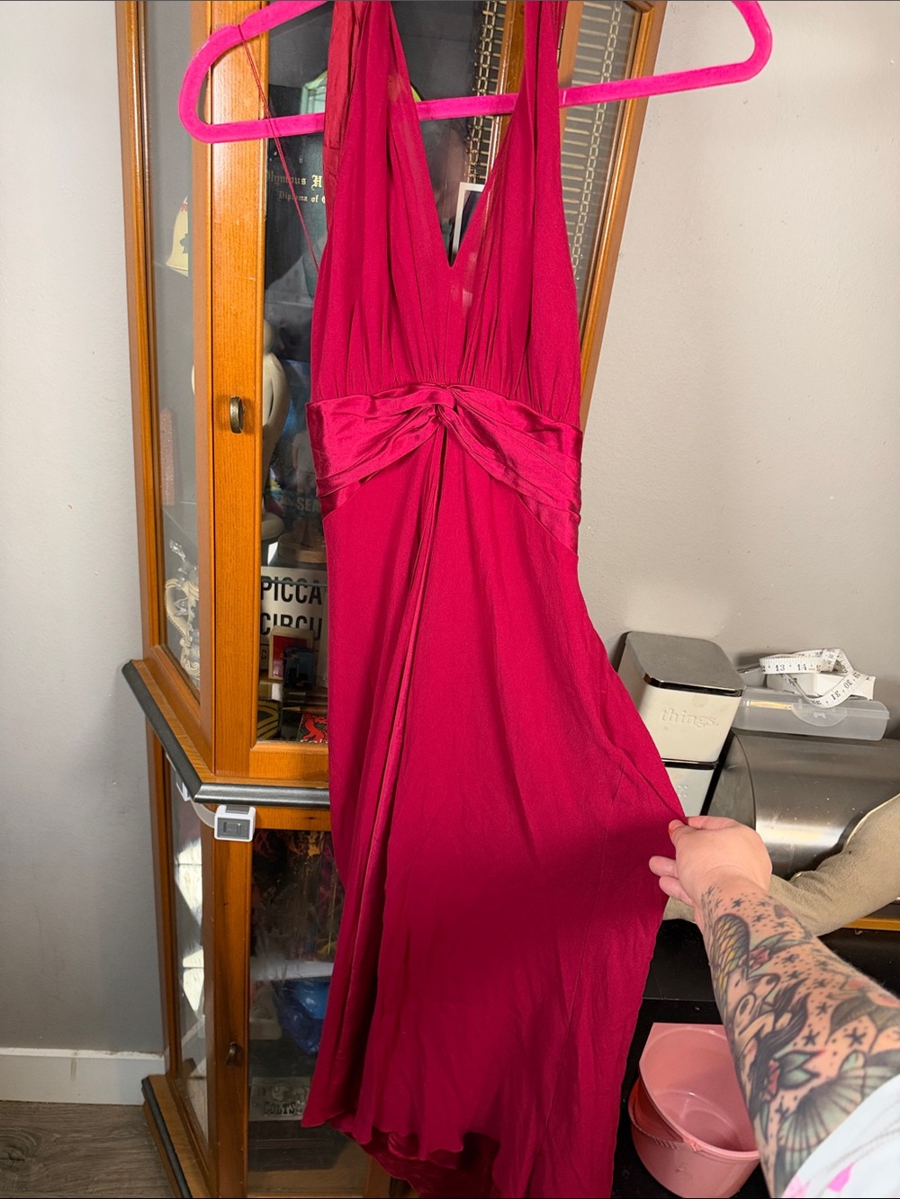 Maggy London Fuchsia One-Shoulder Evening Gown